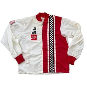 Coca Cola Nylon Jacket Coke Large Red White 70s the Real Thing Racing Vintage